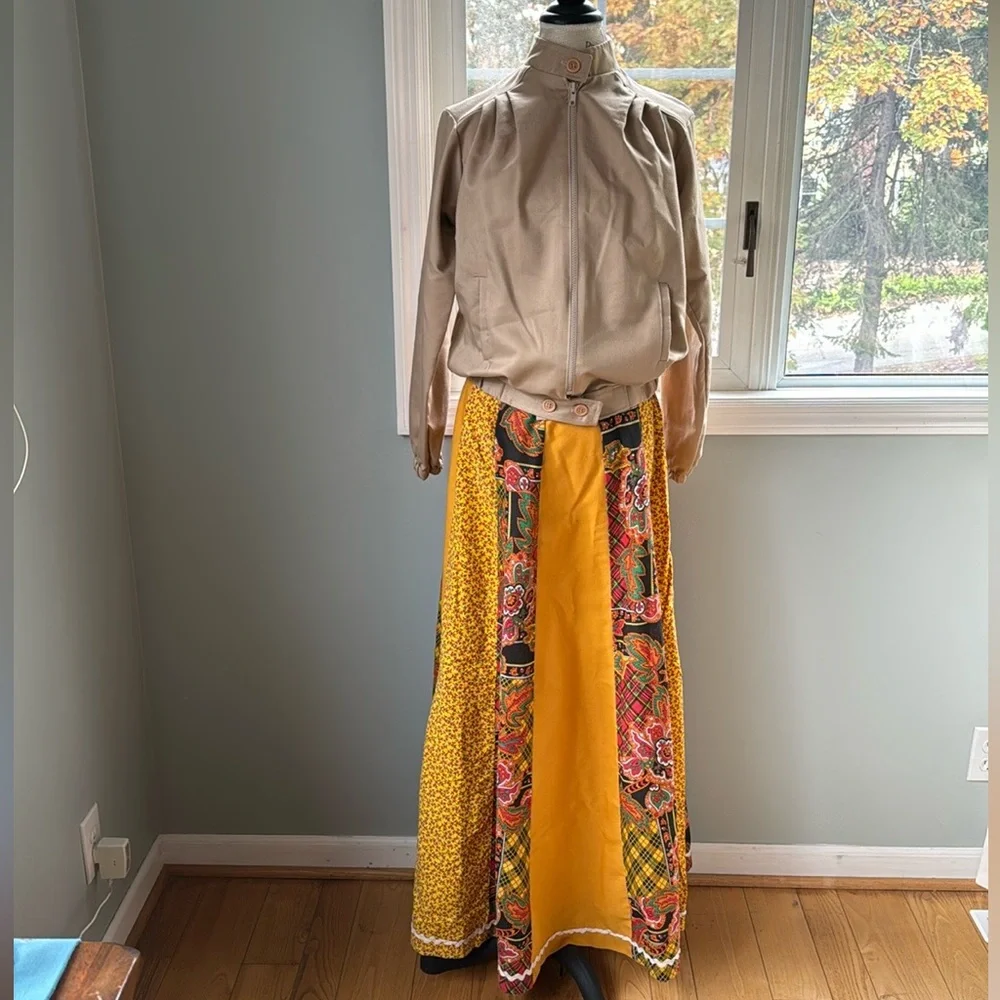Vintage Carefree Fashions quilted patchwork‎ maxi full prairie style skirt Large